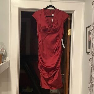 Xscape Deep Red Midi Dress
